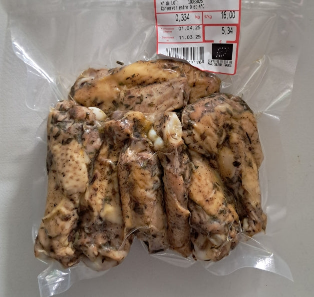 Ailerons de poulet BIO cuits ail & thym (~8 pièces)
