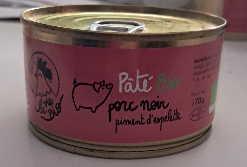 Pâté de cochon noir BIO au piment d'espelette (~170g)