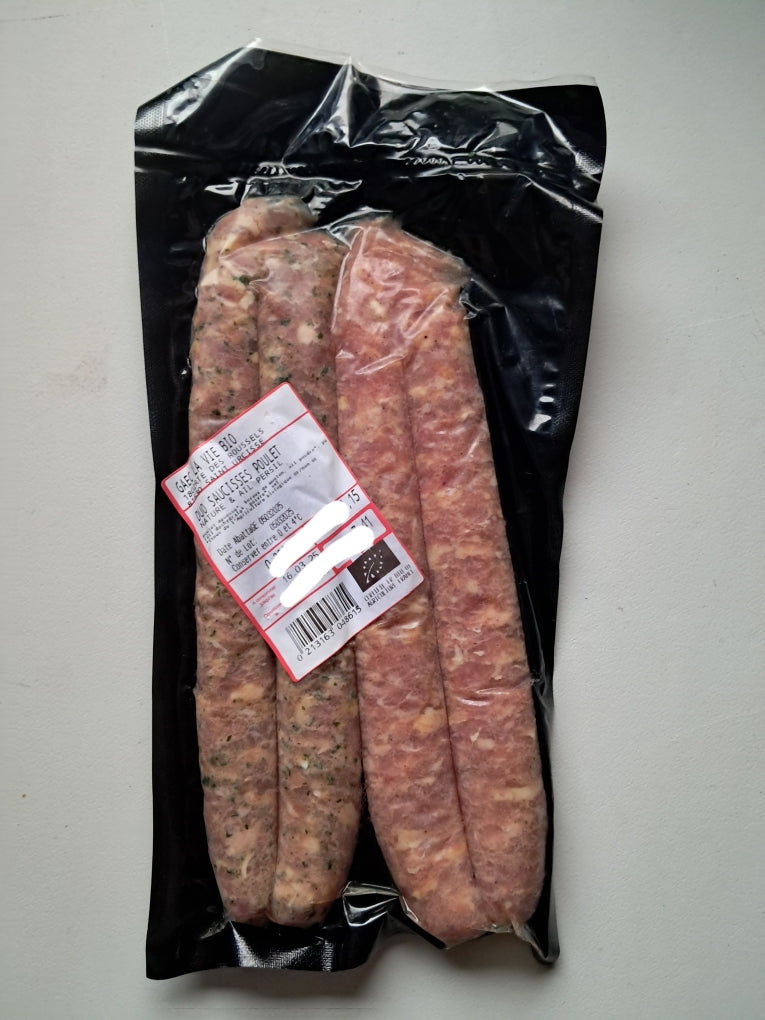 Duo de saucisse de poulet BIO nature & ail & persil - 2 de chaque (~300g)